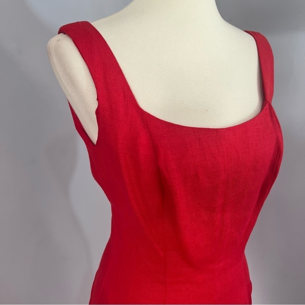 Vintage Kamisato Geary Roark red linen maxi dress classic formal cocktail vacay - Picture 9 of 12